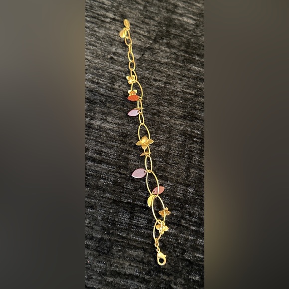 Pilgrim Gold Plated Flowers & Enamel Leaves Necklace & Bracelet - Picture 6 of 15